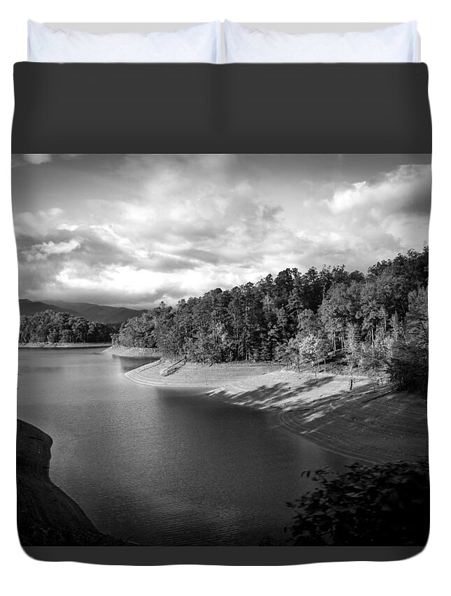 Kelly Hazel Duvet Cover featuring the photograph Clouds Above the Nantahala River in NC by Kelly Hazel