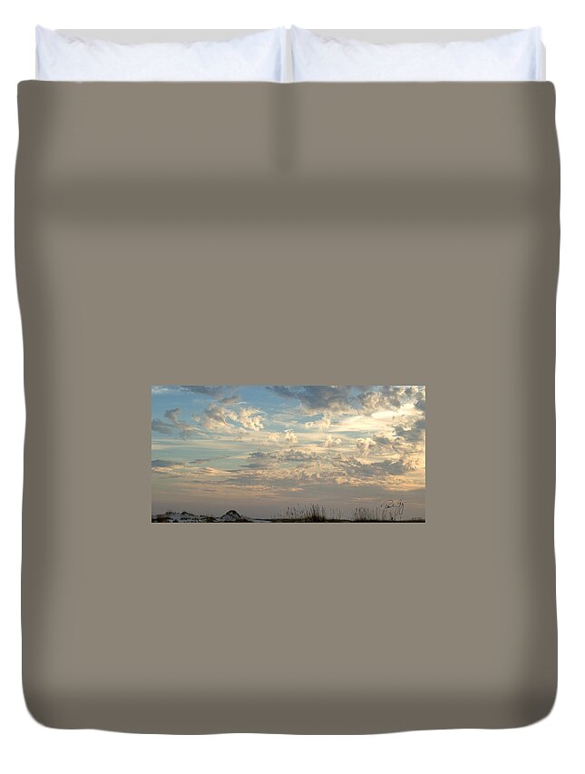 Clouds Duvet Cover featuring the photograph Clouds Gulf Islands National Seashore Florida by Paul Gaj