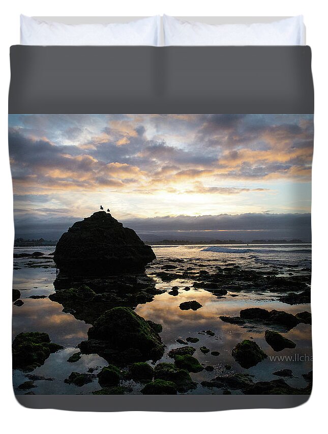 West Cliff Duvet Cover featuring the photograph Clouds in the sea by Lora Lee Chapman