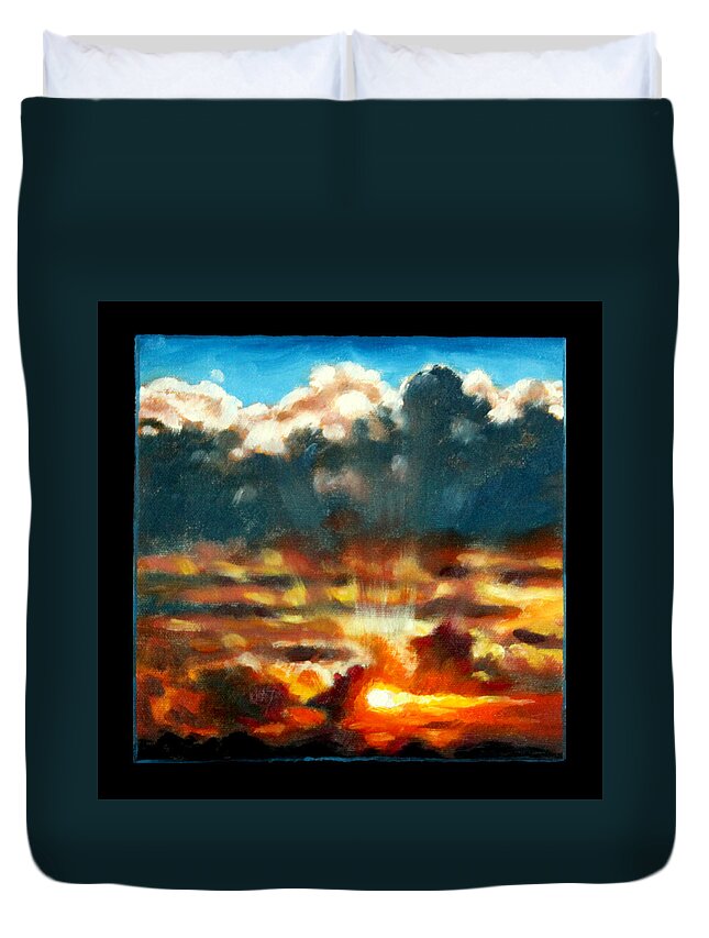 Sunset Duvet Cover featuring the painting Clouds Number Twelve by John Lautermilch