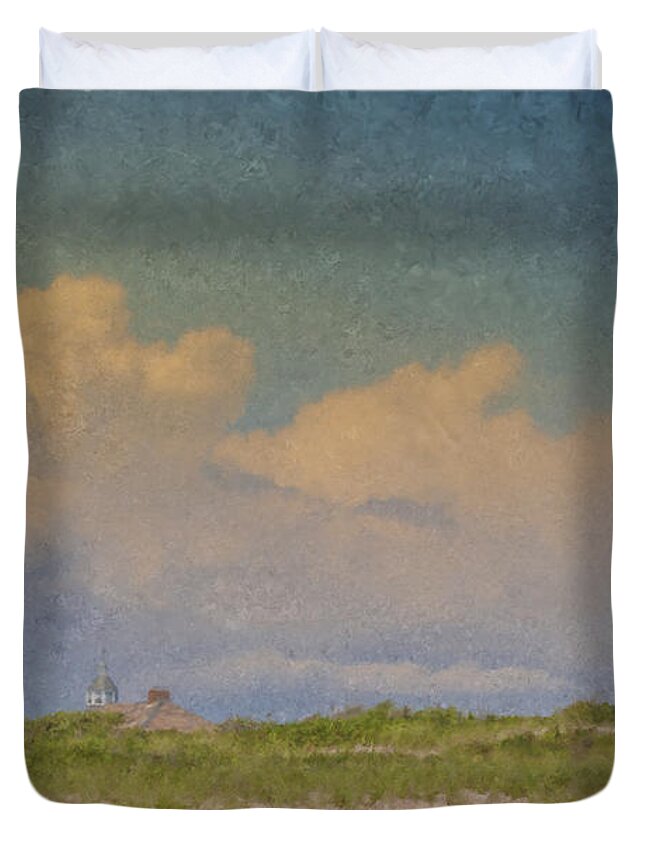 Clouds Duvet Cover featuring the painting Clouds Over Goosewing by Bill McEntee