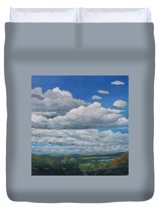 Clouds Duvet Cover featuring the painting Clouds Over San Jose by Gary Coleman