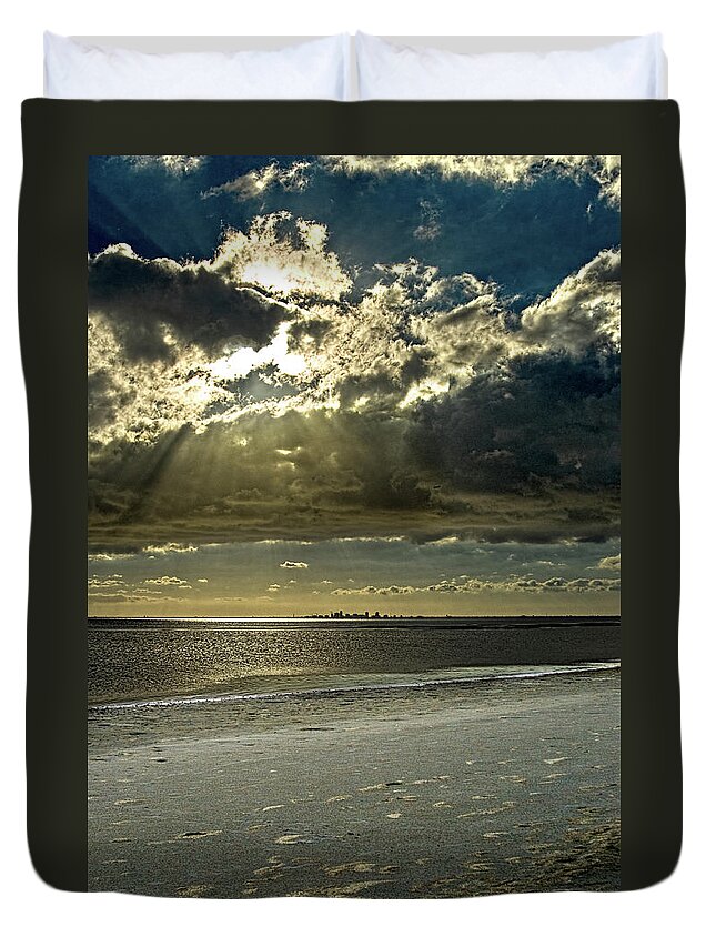 Beach Duvet Cover featuring the photograph Clouds Over The Bay by Christopher Holmes