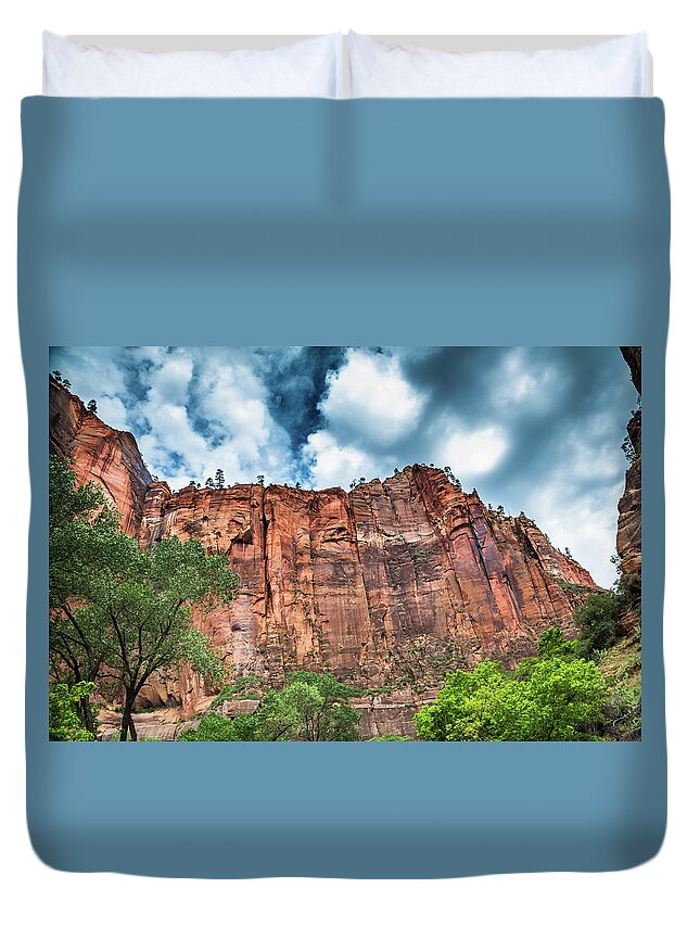 Zion National Park Duvet Cover featuring the photograph Clouds Salting the Canyon by Lisa Lemmons-Powers