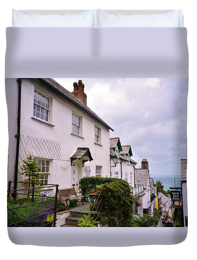 Clovelly Duvet Cover featuring the photograph Clovelly Street View by Richard Brookes