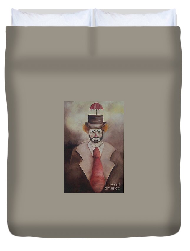 Clown Duvet Cover featuring the painting Clown by Marlene Book