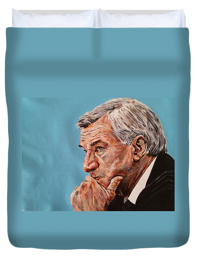 Portrait Duvet Cover featuring the painting Coach Dean Smith by Joel Tesch
