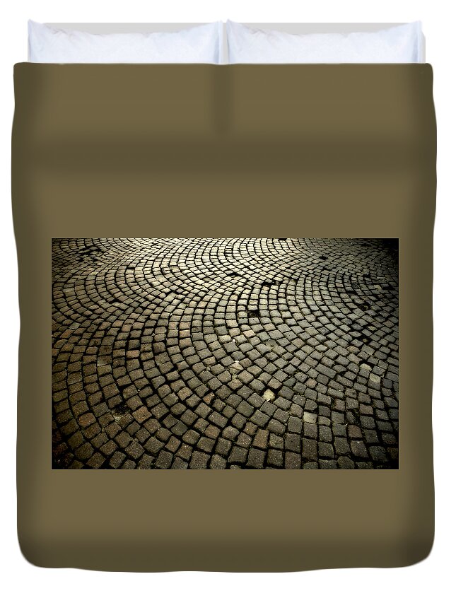 Street Duvet Cover featuring the photograph Cobblestone by Marilyn Hunt