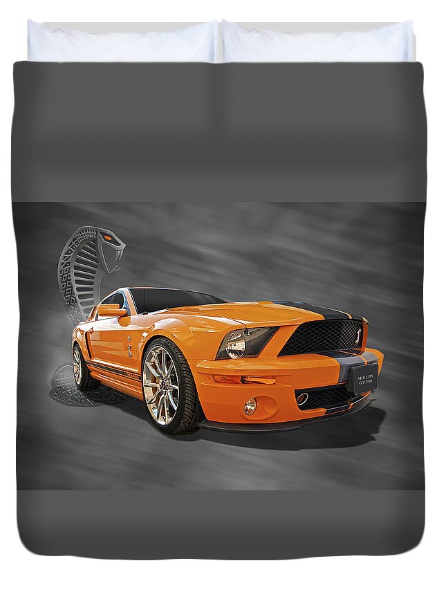 Mustang Duvet Cover featuring the photograph Cobra Power - Shelby GT500 Mustang by Gill Billington