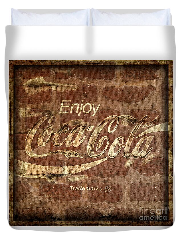 Coca Cola Brick Wall Texture Border Frame Duvet Cover For Sale By