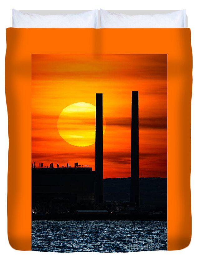 Cockenzie Power Station Duvet Cover featuring the photograph Cockenzie Power Station Sunset by Keith Thorburn LRPS EFIAP CPAGB