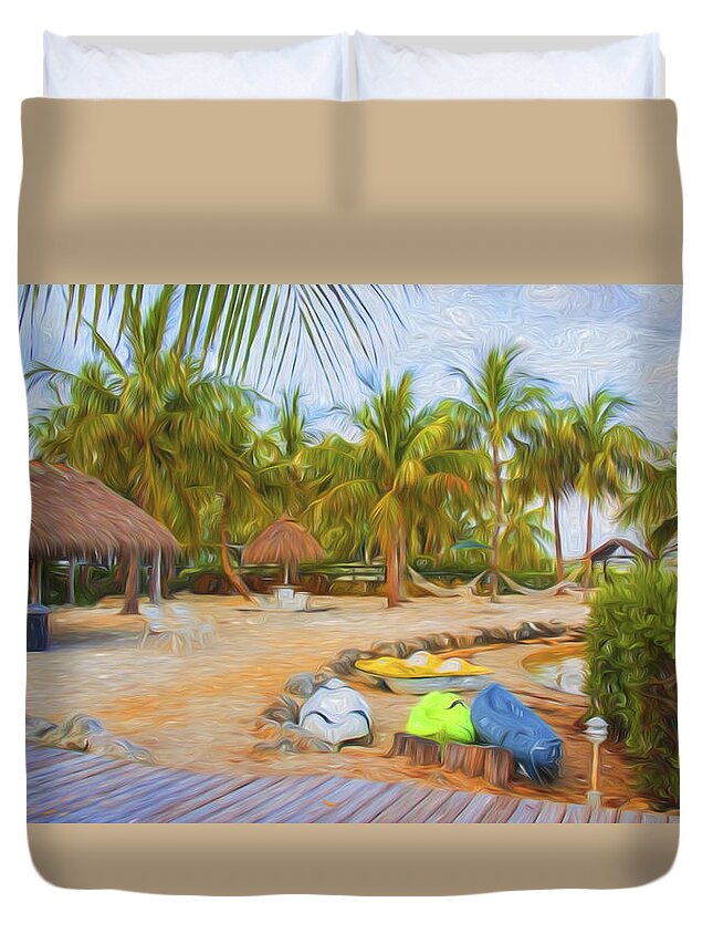 Coconut Palm Duvet Cover featuring the photograph Coconut Palms Inn Beach by Ginger Wakem