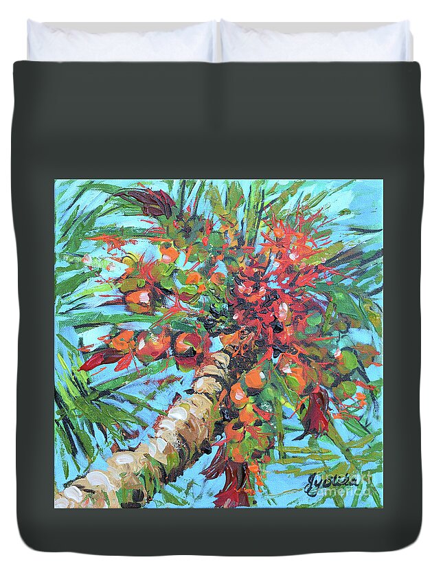 Coconut Tree Duvet Cover featuring the painting Coconut Tree by Jyotika Shroff