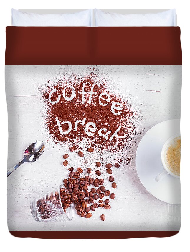 Coffee Duvet Cover featuring the photograph Coffee Break by Anastasy Yarmolovich