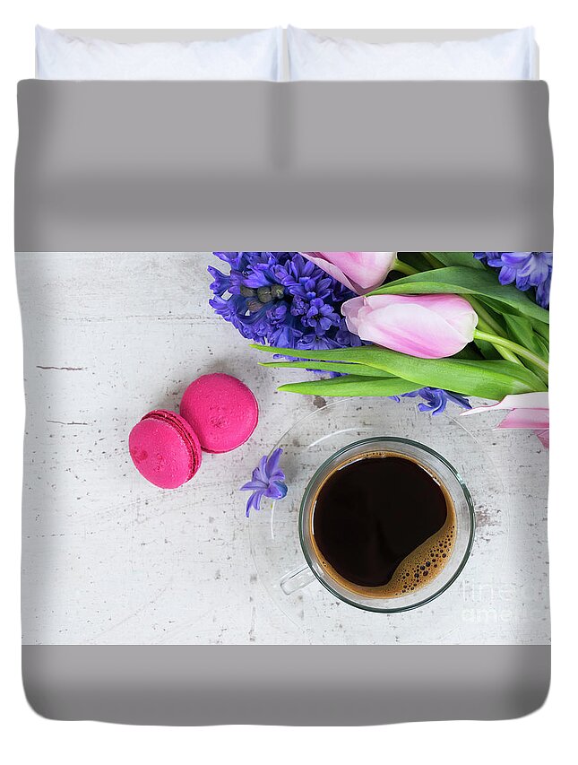Tulip Duvet Cover featuring the photograph Good Morning Coffee by Anastasy Yarmolovich