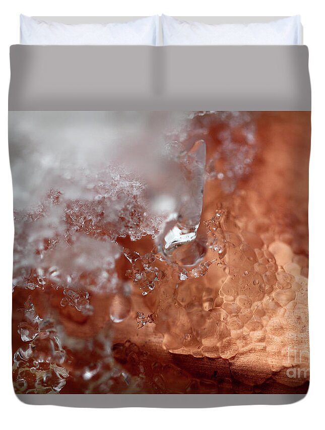 Abstract Duvet Cover featuring the photograph Cold Copper by Karen Adams
