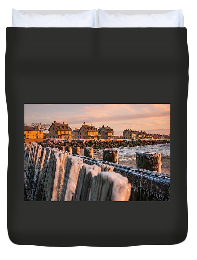 Officers Row Duvet Cover featuring the photograph Cold Row by Kristopher Schoenleber