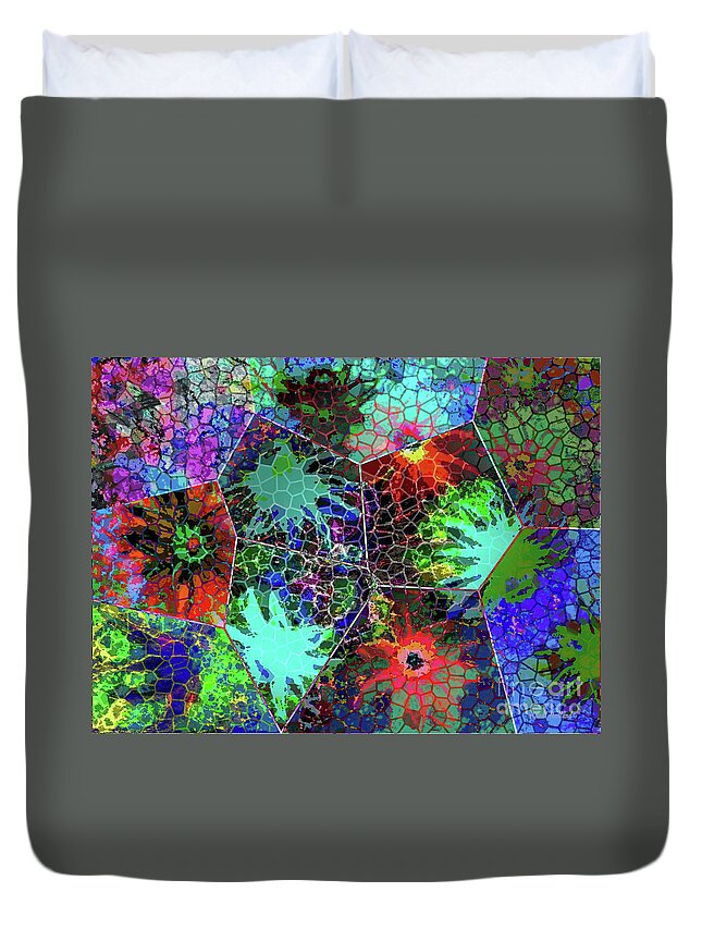 Ocean Duvet Cover featuring the painting Collage of Abstract Ocean Life by Hazel Holland