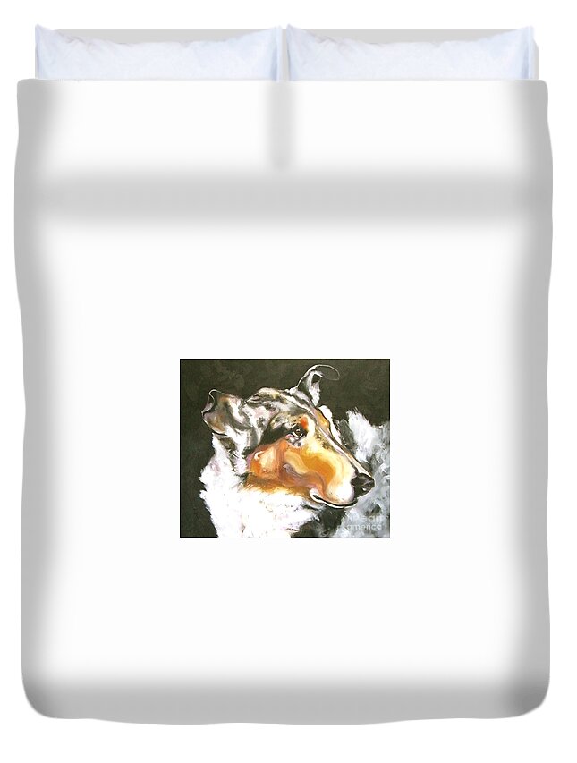 Collie Duvet Cover featuring the painting Collie Merle Smooth 2 by Susan A Becker