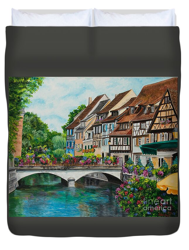 Colmar Duvet Cover featuring the painting Colmar In Full Bloom by Charlotte Blanchard