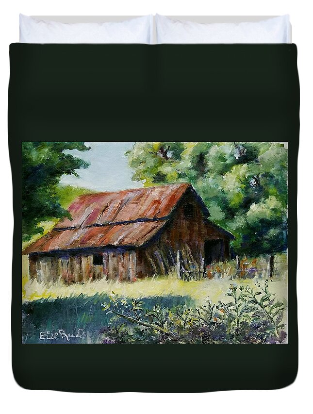 Landscape Duvet Cover featuring the painting Coloma Barn by William Reed