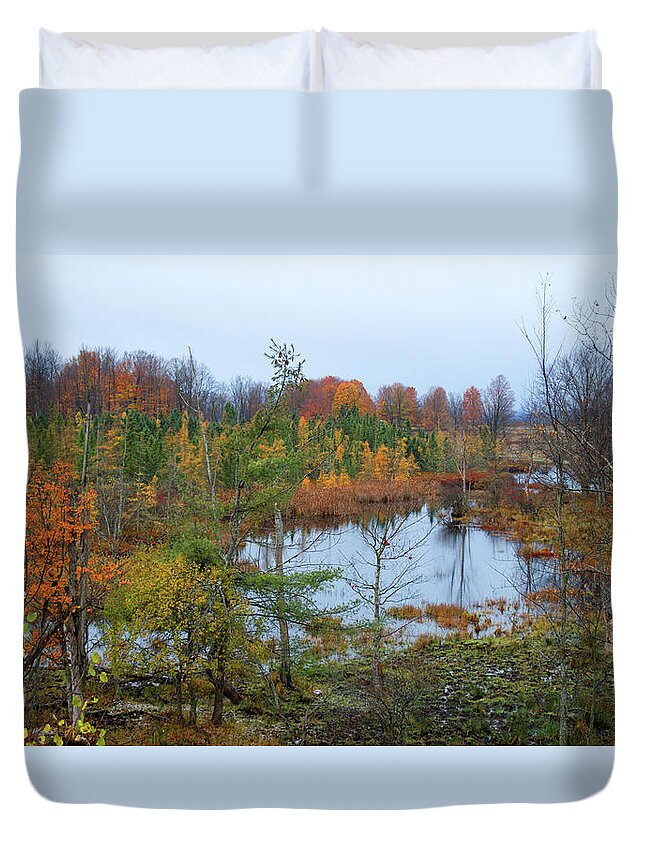 Lake Duvet Cover featuring the photograph Color on the Betsie by Linda Kerkau
