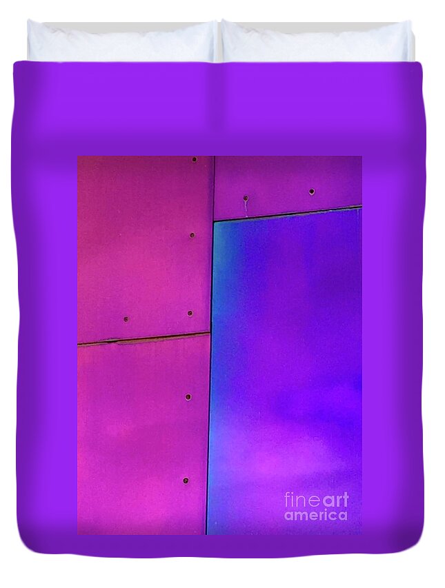 Vibrant Color Reflected Light Frank Gehry Seattle Rock N Roll Museum Duvet Cover featuring the photograph Color Series 1-11 by J Doyne Miller