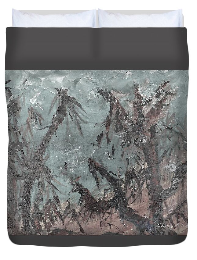 Landscape Duvet Cover featuring the painting Color Taken by Storm by Sherry Killam