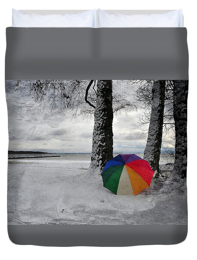 Umbrella Duvet Cover featuring the photograph Color to the Melancholy by Randi Grace Nilsberg
