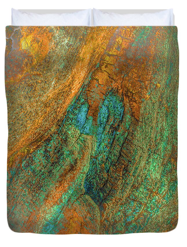 Abstract Duvet Cover featuring the photograph Color Vein Bark Abstract by Bruce Pritchett