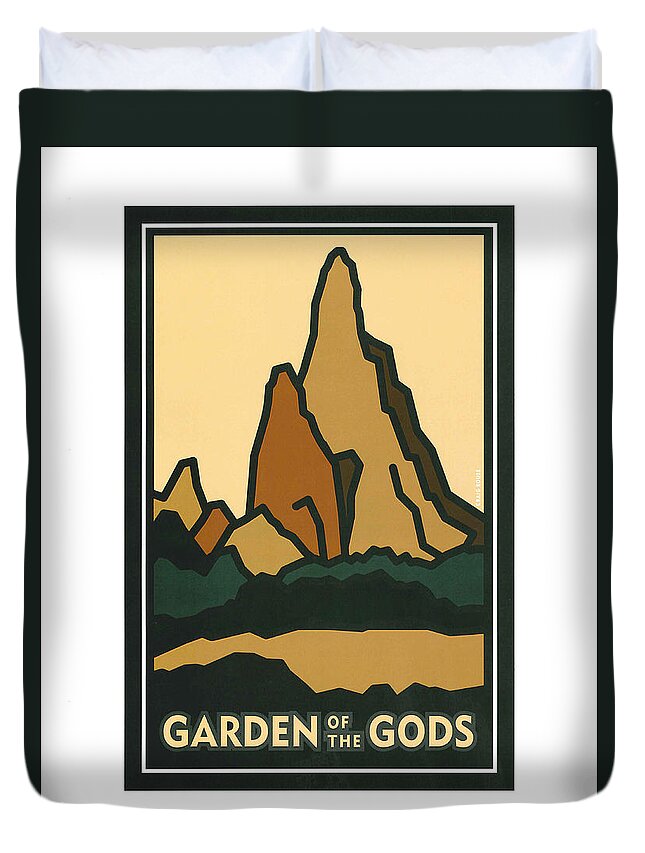 Colorado Duvet Cover featuring the painting Colorado Garden of the Gods by Carrie MaKenna