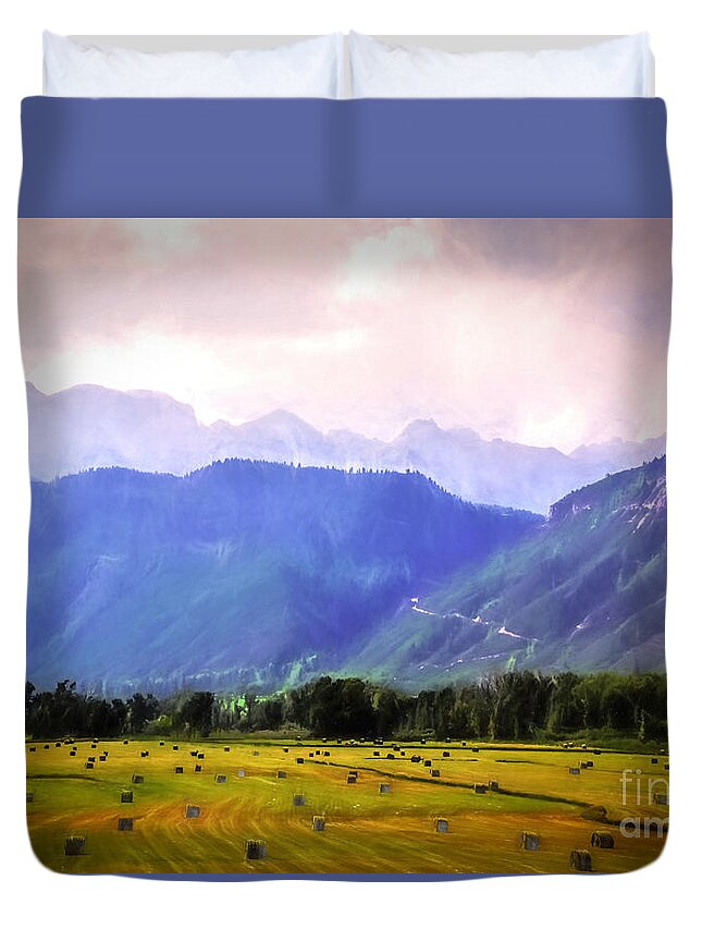 Digital Art Duvet Cover featuring the painting Colorado Harvest Watercolor by Janice Pariza