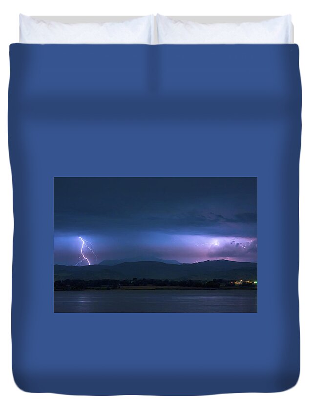 Storm Duvet Cover featuring the photograph Colorado Rocky Mountain Foothills Storm by James BO Insogna