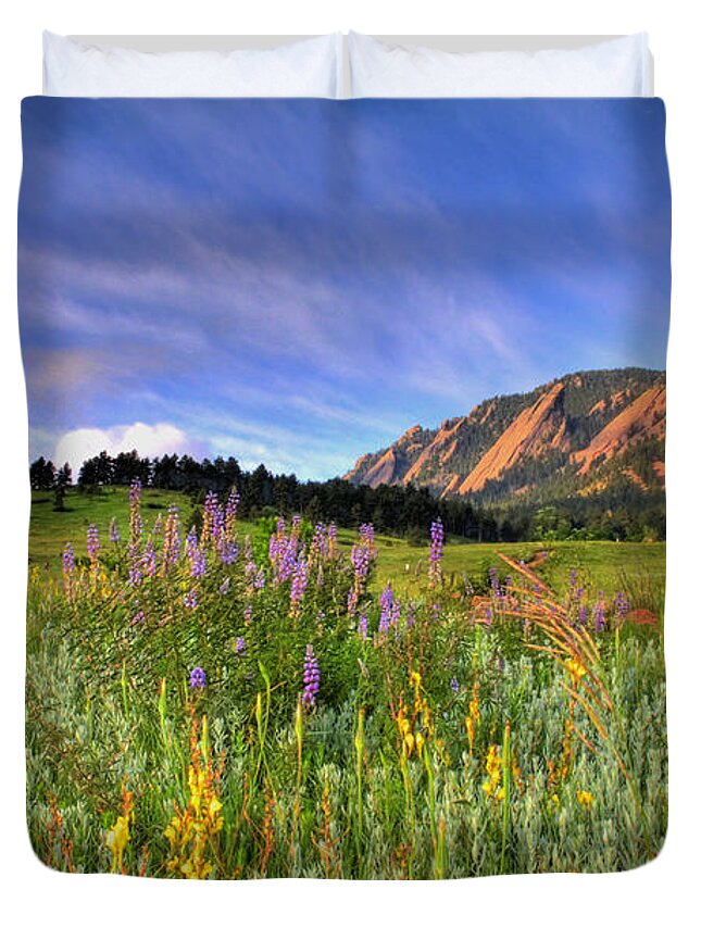 Colorado Duvet Cover featuring the photograph Colorado Wildflowers by Scott Mahon