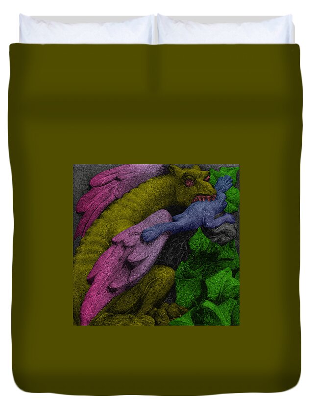 Dragon Duvet Cover featuring the photograph Colored dragon by Emme Pons