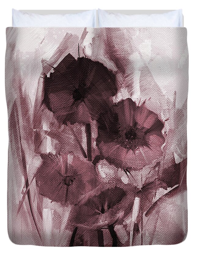 Flowers Duvet Cover featuring the painting Colored Flowers 9930 by Gull G