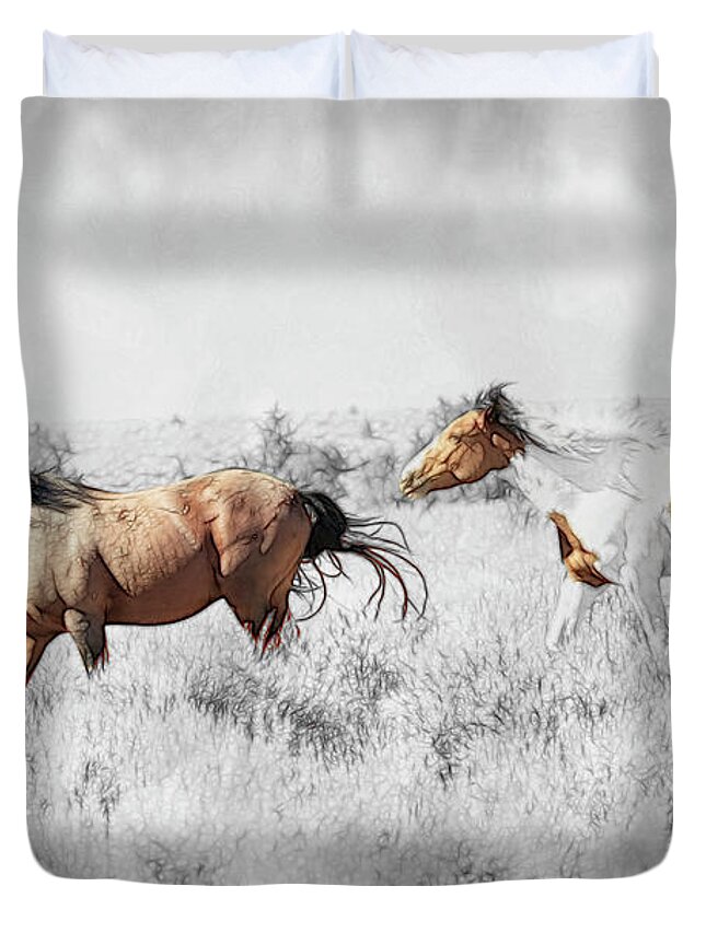 Horses Duvet Cover featuring the photograph Colored Horses by Steve McKinzie