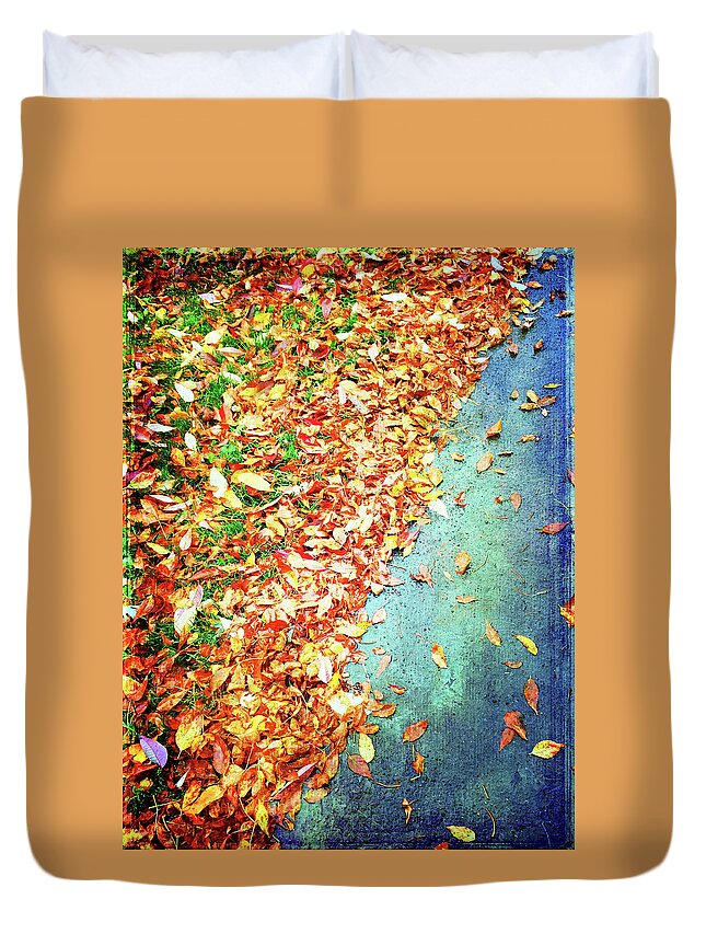 Autumn Duvet Cover featuring the photograph Colorful autumn leaves background by GoodMood Art