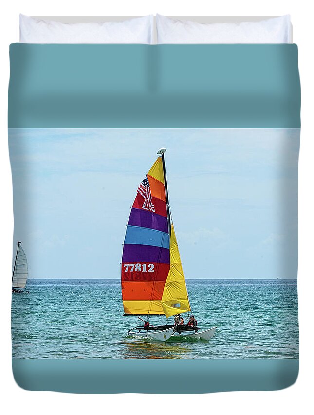 Florida Duvet Cover featuring the photograph Colorful Catamaran 7 Delray Beach, Florida by Lawrence S Richardson Jr