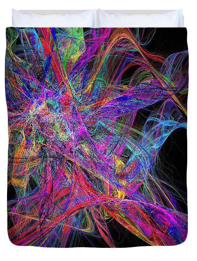 Andee Design Abstract Duvet Cover featuring the digital art Rainbow Colorful Chaos Abstract by Andee Design