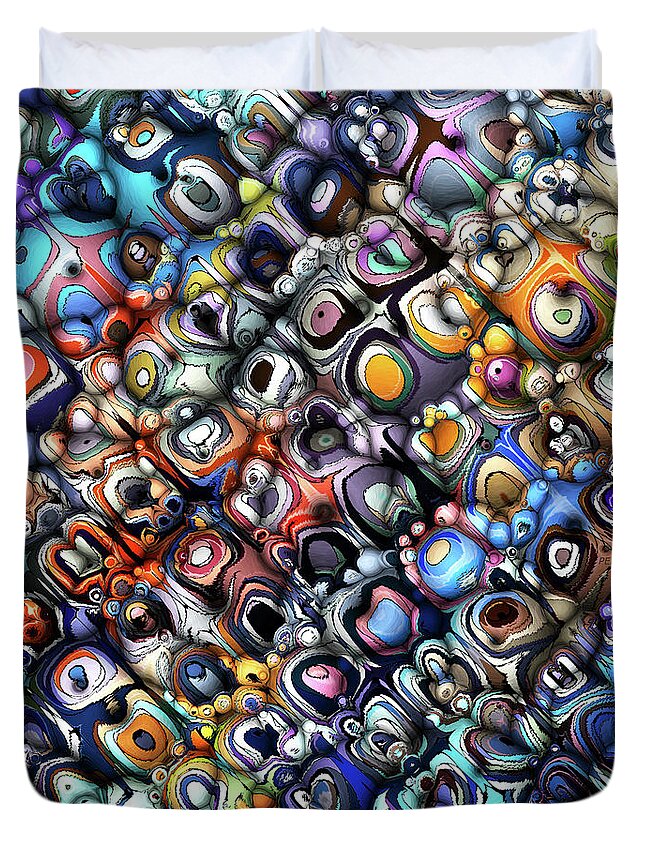 Chaos Duvet Cover featuring the digital art Colorful Chaotic Contours by Phil Perkins