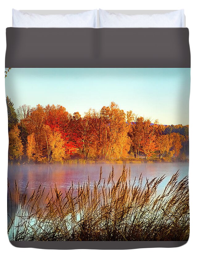 #jefffolger Duvet Cover featuring the photograph Colorful dawn on Haley Pond by Jeff Folger