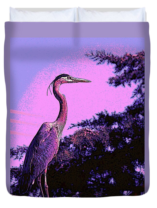 Heron Duvet Cover featuring the photograph Colorful Heron by April Burton