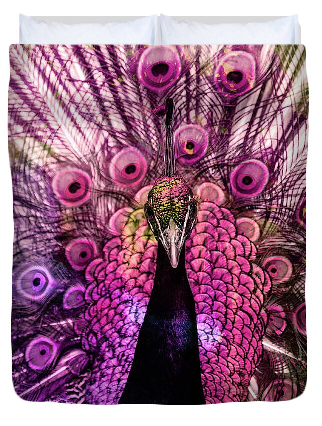 Peacock Duvet Cover featuring the digital art Colorful peacock by Gabi Hampe