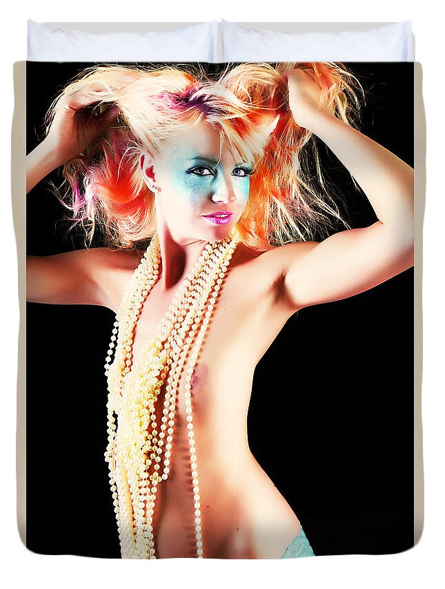 Artistic Photographs Duvet Cover featuring the photograph Colorful vixen by Robert WK Clark