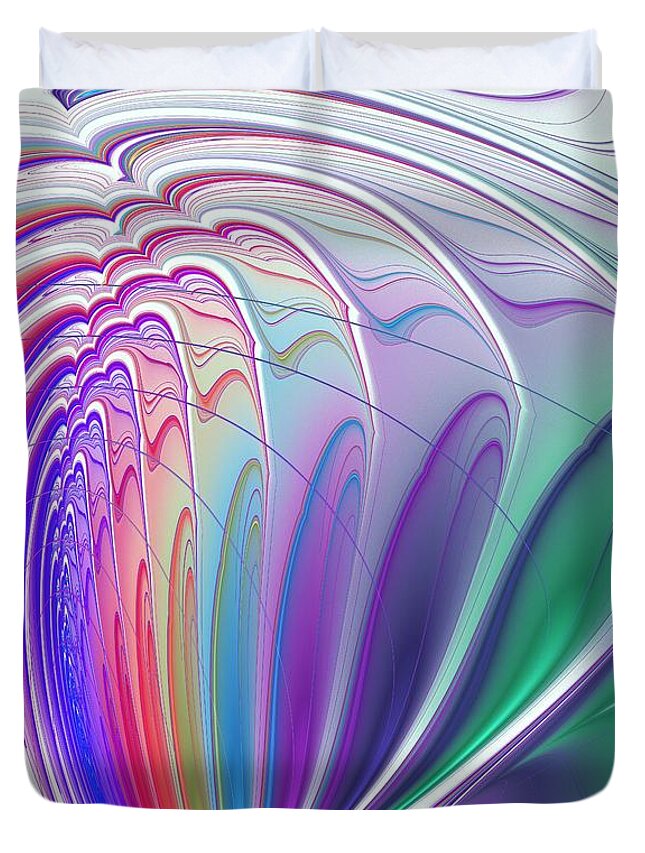 Wave Duvet Cover featuring the digital art Colorful Waves by Anastasiya Malakhova