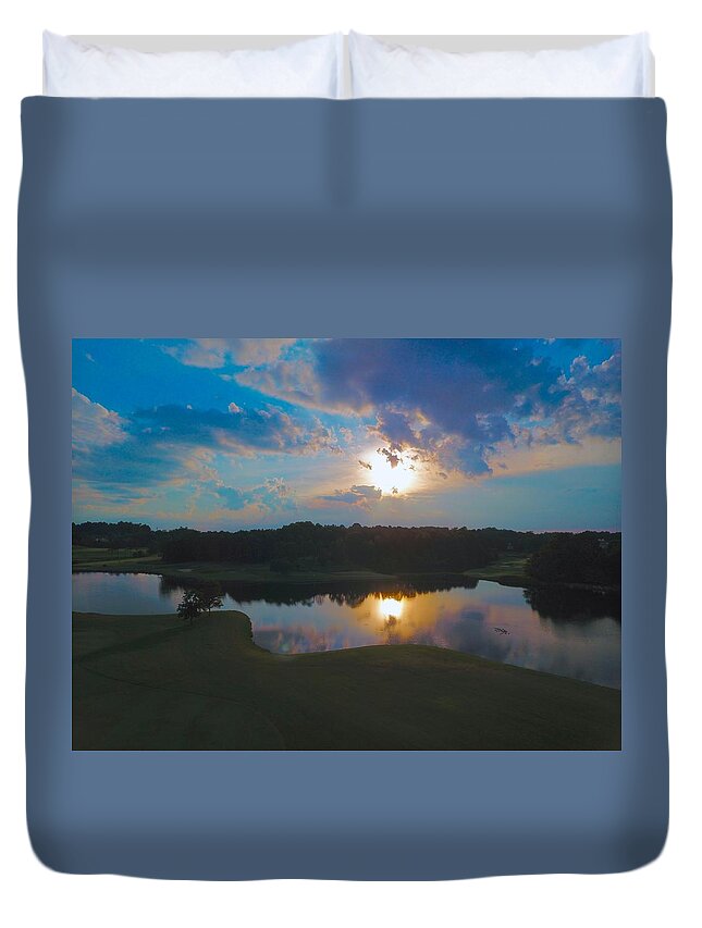 Sunset Duvet Cover featuring the photograph Colorized by Richard Luttrell