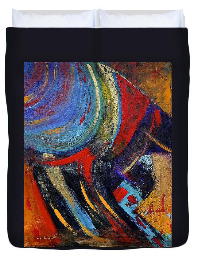 Abstract Duvet Cover featuring the painting Colors for Emerson by Dick Bourgault