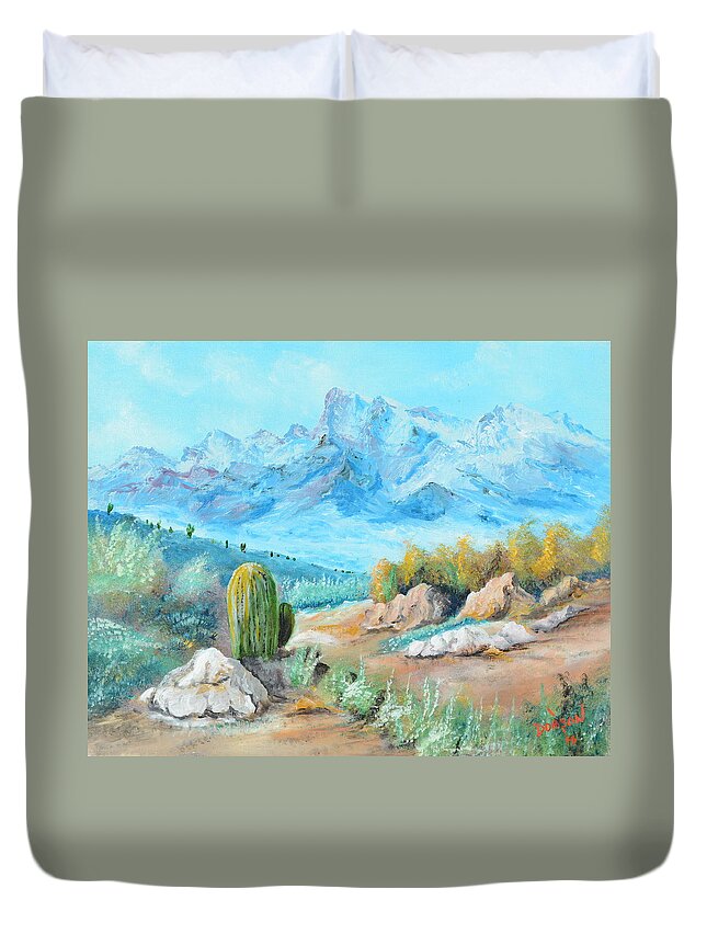 Colors In The High Desert Duvet Cover featuring the painting Colors In The High Desert by Lloyd Dobson