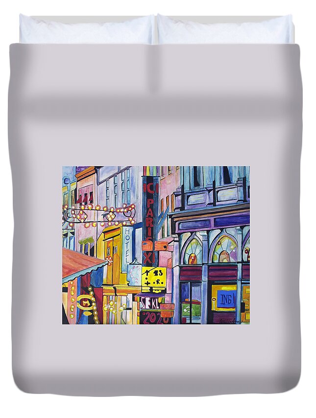 Cityscape Duvet Cover featuring the painting Colors of Paris by Patricia Arroyo